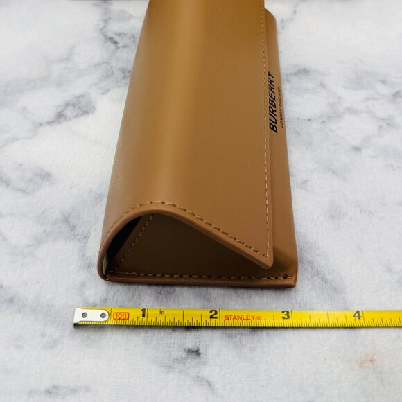 Burberry Sunglasses Case,Large Camel Brown Leather Triangle, Cleaning Cloth,Wide - Picture 4 of 8
